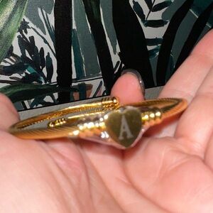 14k gold Letter A heart bracelet fully adjustable to fit your wrist